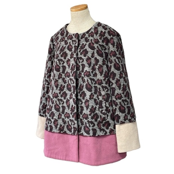 LOGO by Lori Goldstein Jacket Women's 16 Plus Grey Pink Cheetah Print - Picture 3 of 14